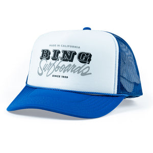 VAN SCRIPT Trucker Hat- Royal/White
